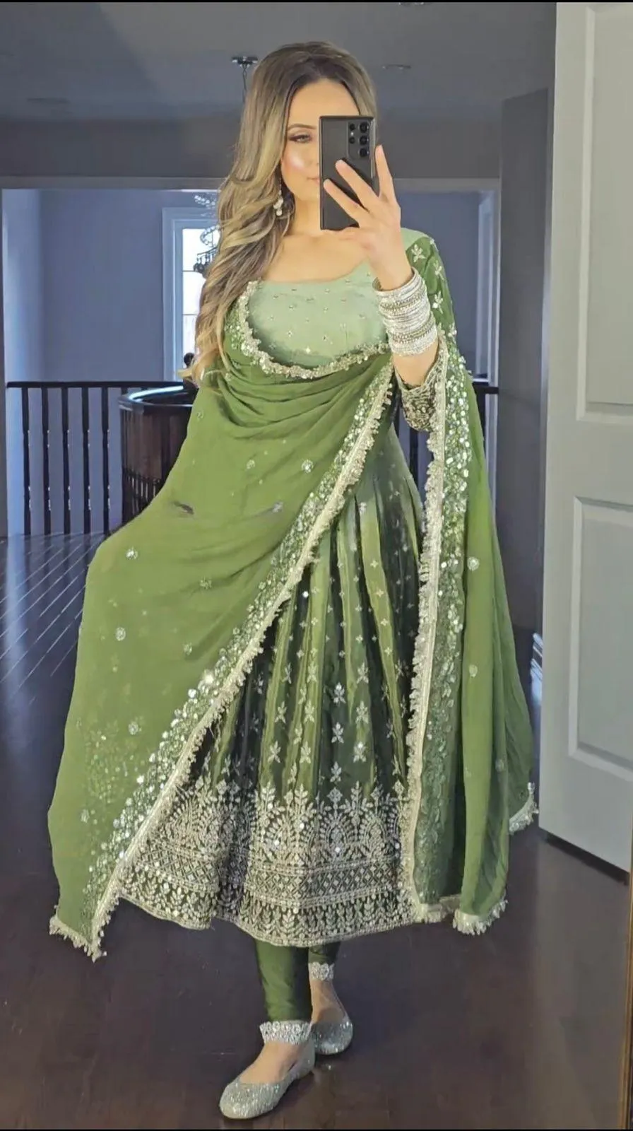 2 Colors Graceful Georgette Embroidered Pakistani Suit Ensemble