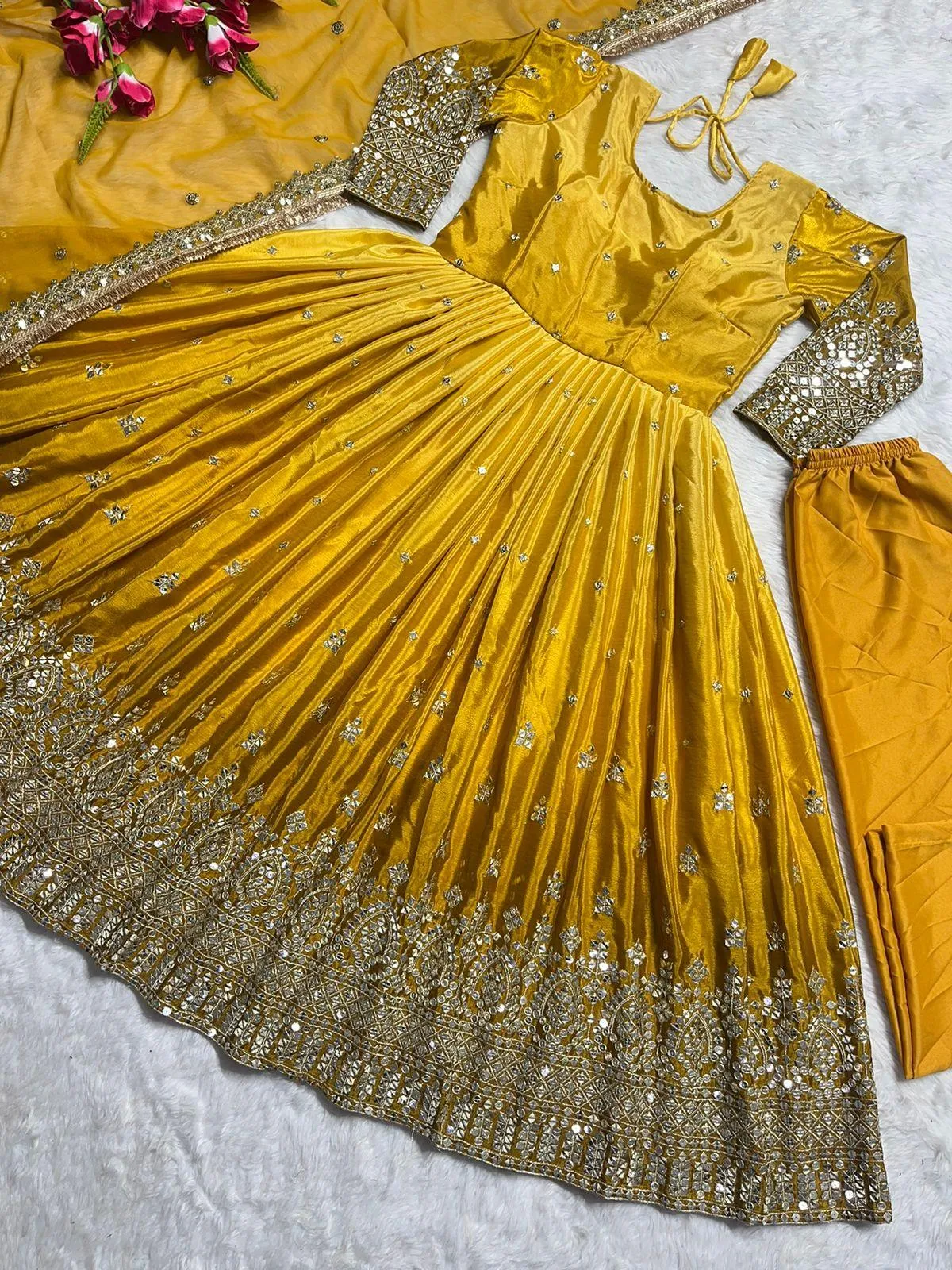 2 Colors Graceful Georgette Embroidered Pakistani Suit Ensemble