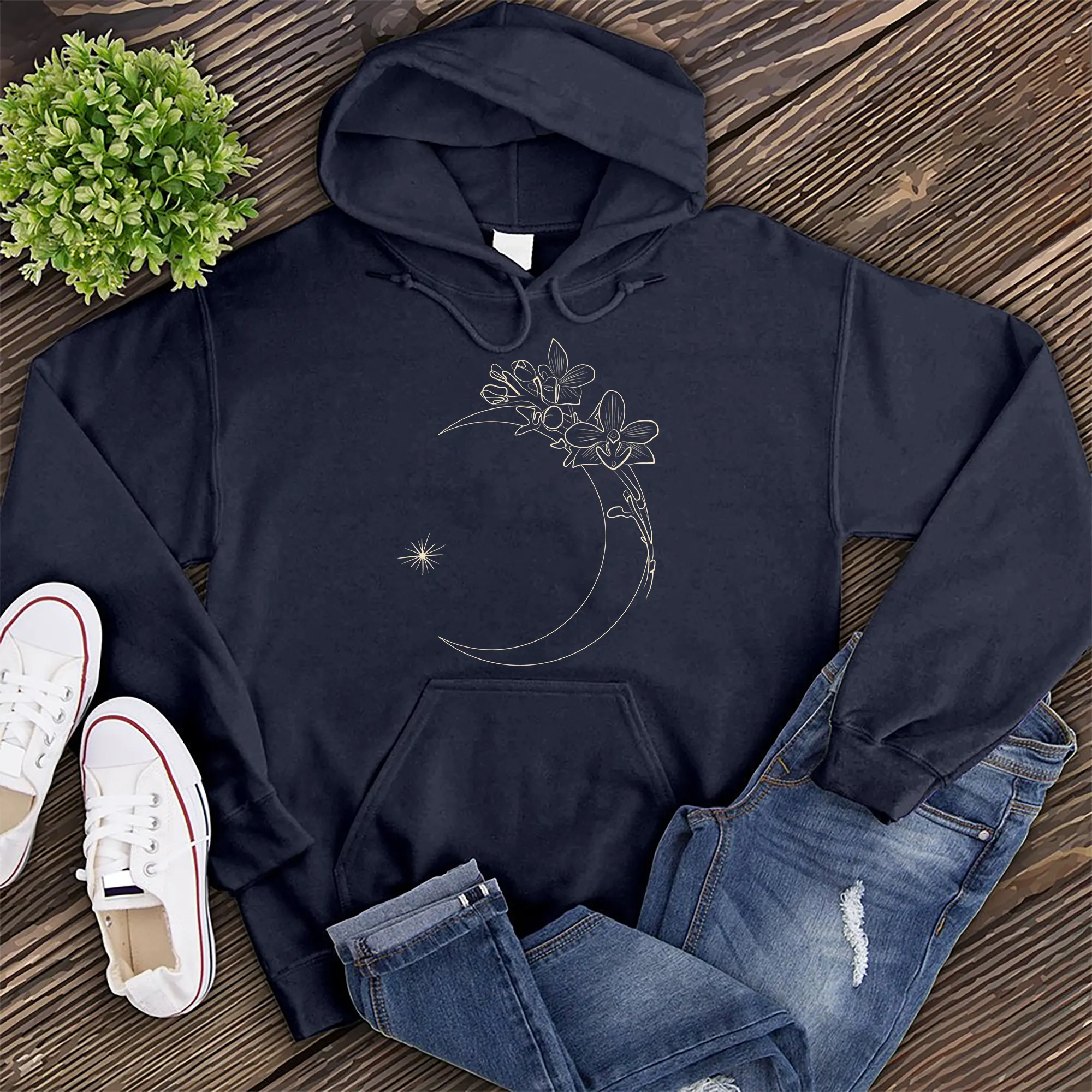 Abstract Floral Moon Hoodie