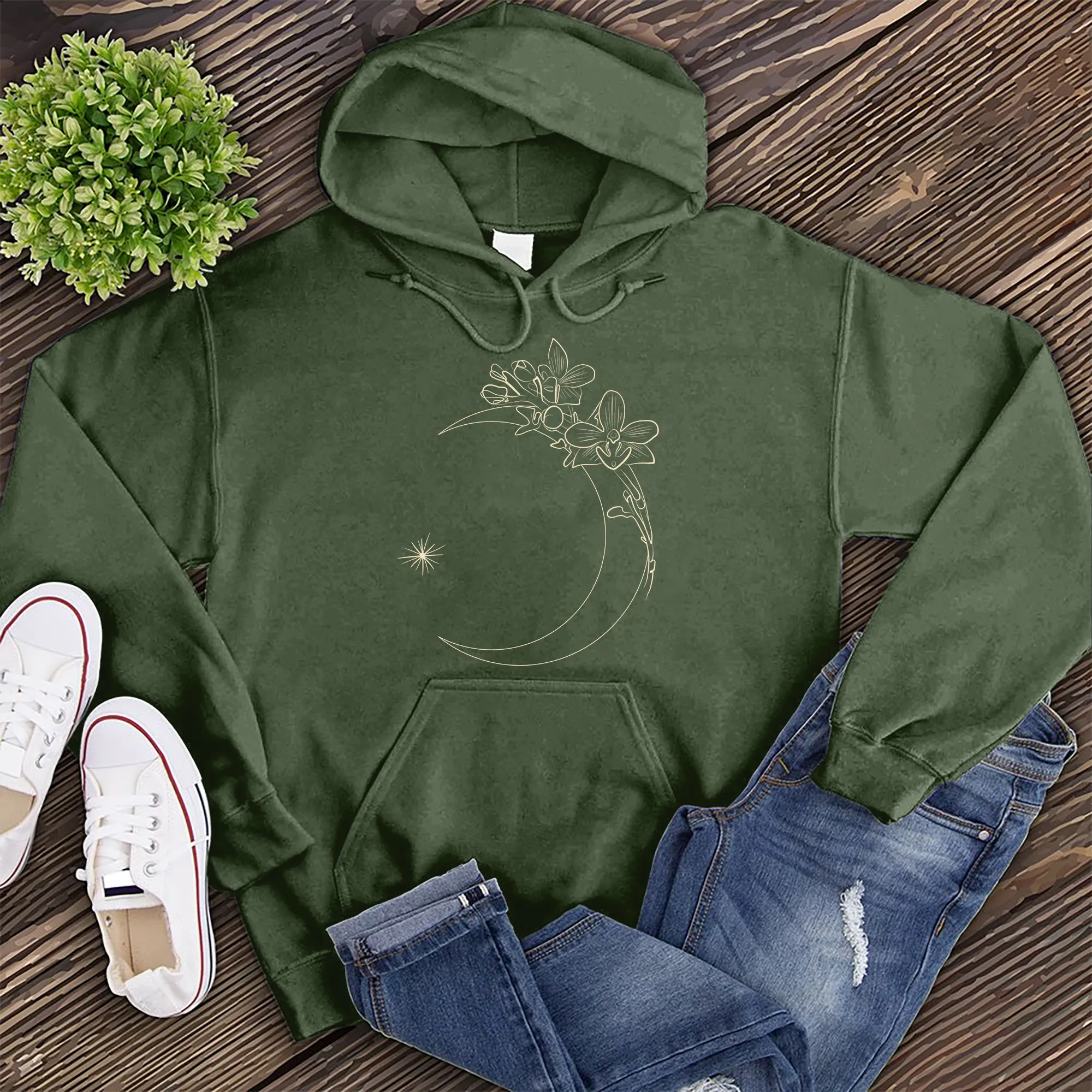 Abstract Floral Moon Hoodie