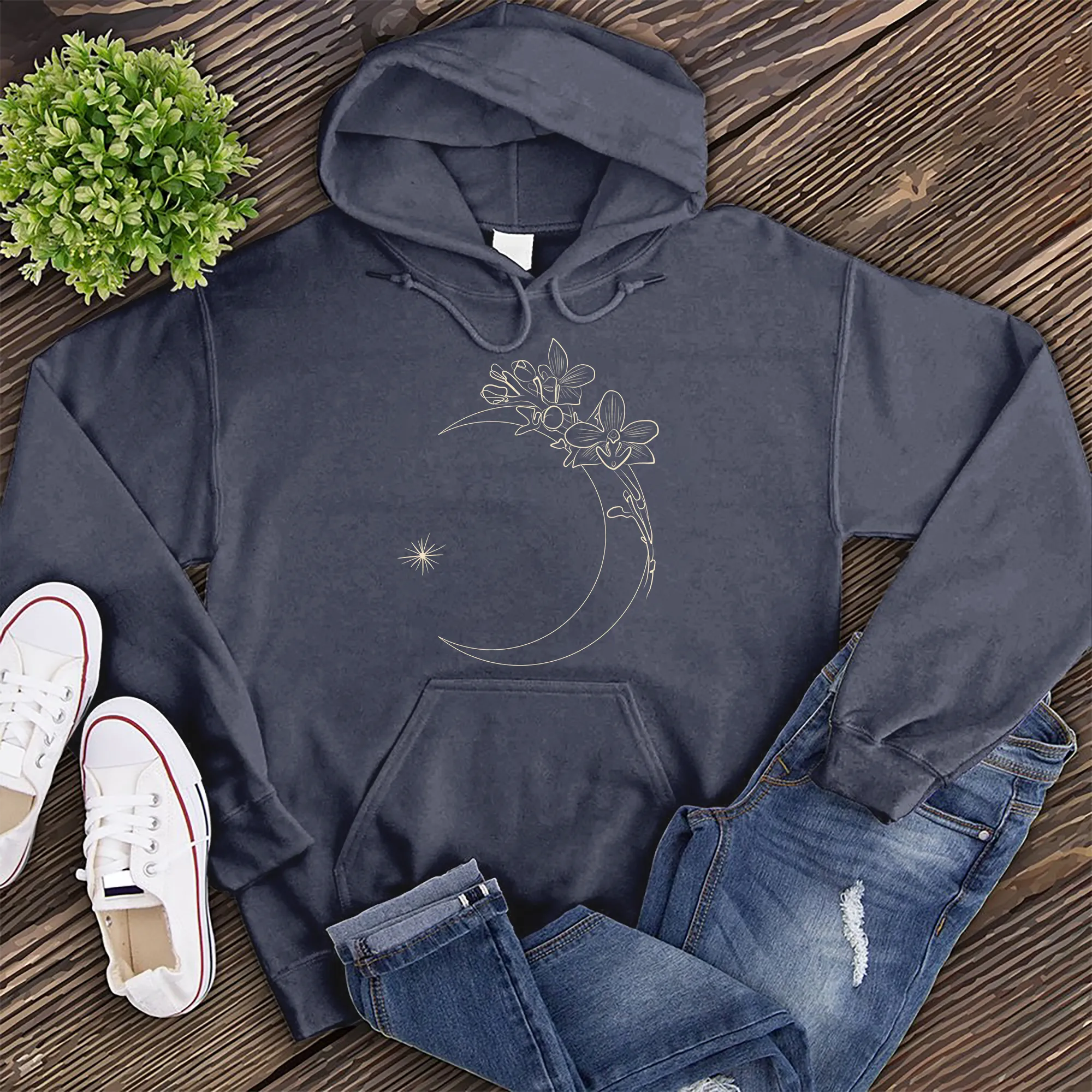Abstract Floral Moon Hoodie