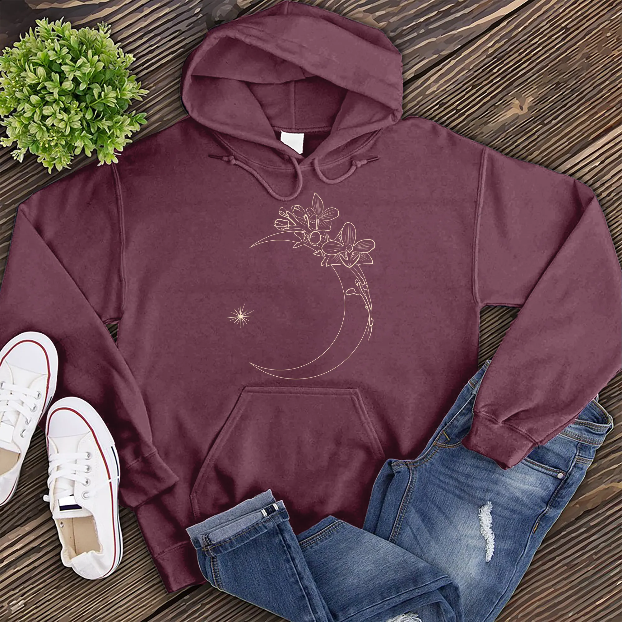 Abstract Floral Moon Hoodie
