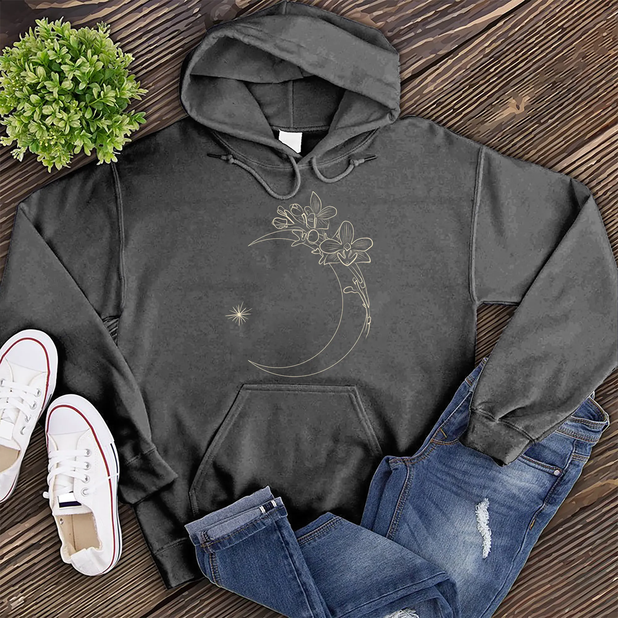 Abstract Floral Moon Hoodie