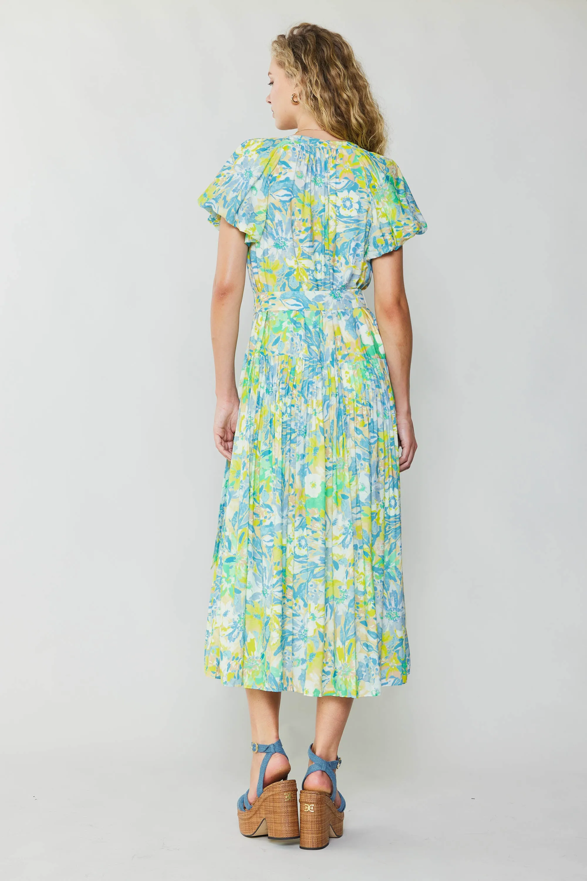Abstract Floral Printed Midi Dress
