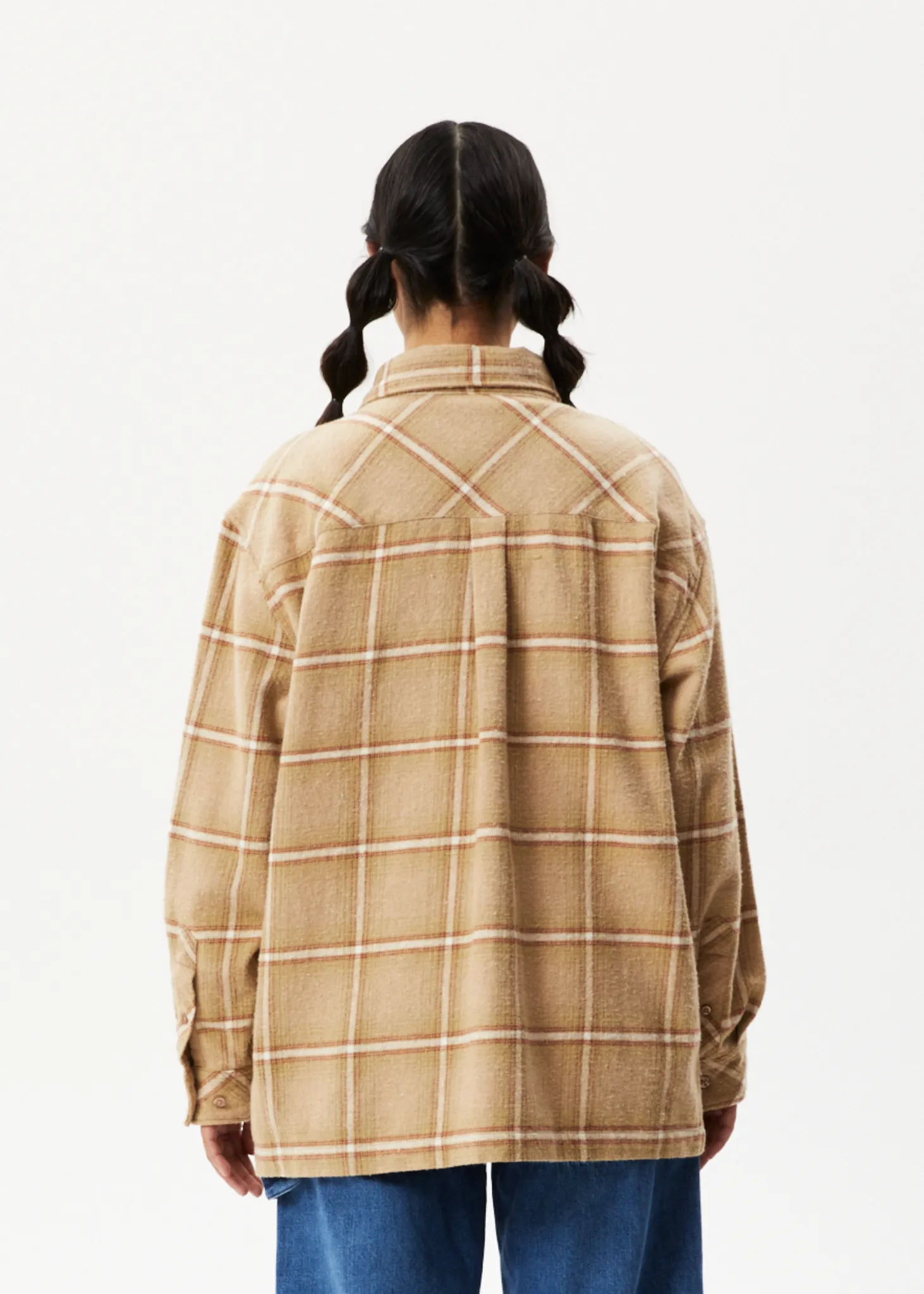 AFENDS Mens Sandstorm - Flannel Long Sleeve Shirt - Camel Check