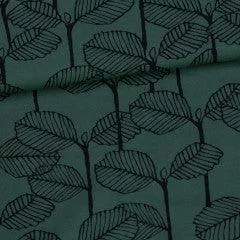 Alder on Dark Green Organic Cotton/Spandex Jersey Fabric