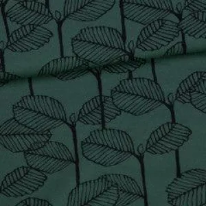 Alder on Dark Green Organic Cotton/Spandex Jersey Fabric