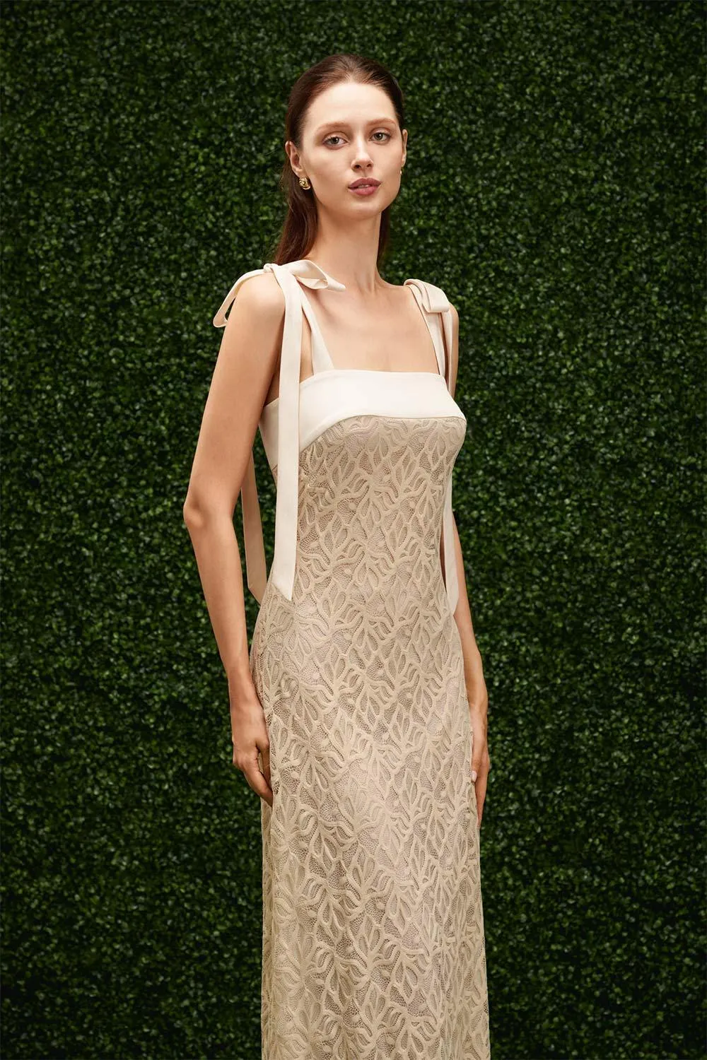 Alexis Sheath Ribbon Lace Midi Dress