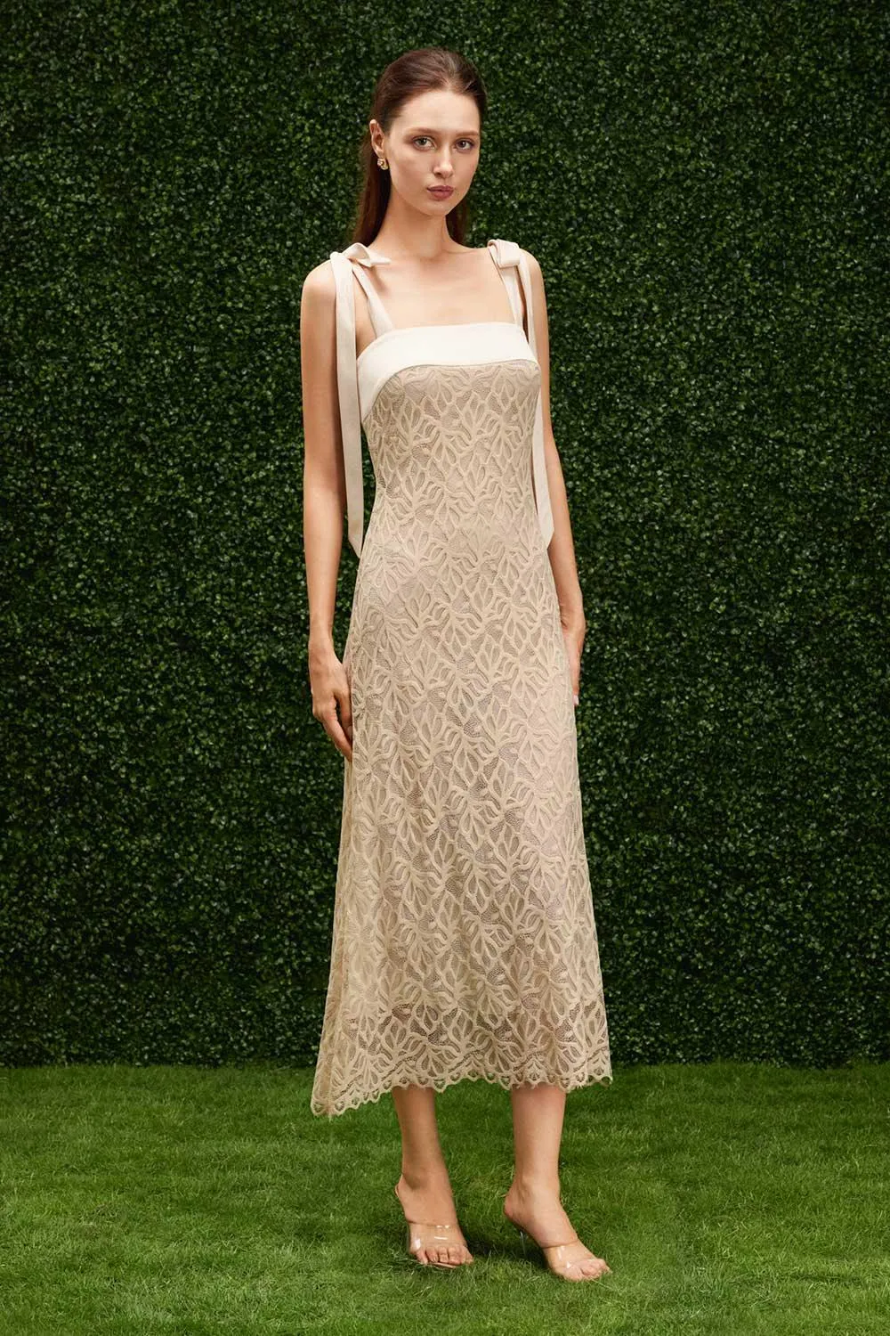 Alexis Sheath Ribbon Lace Midi Dress