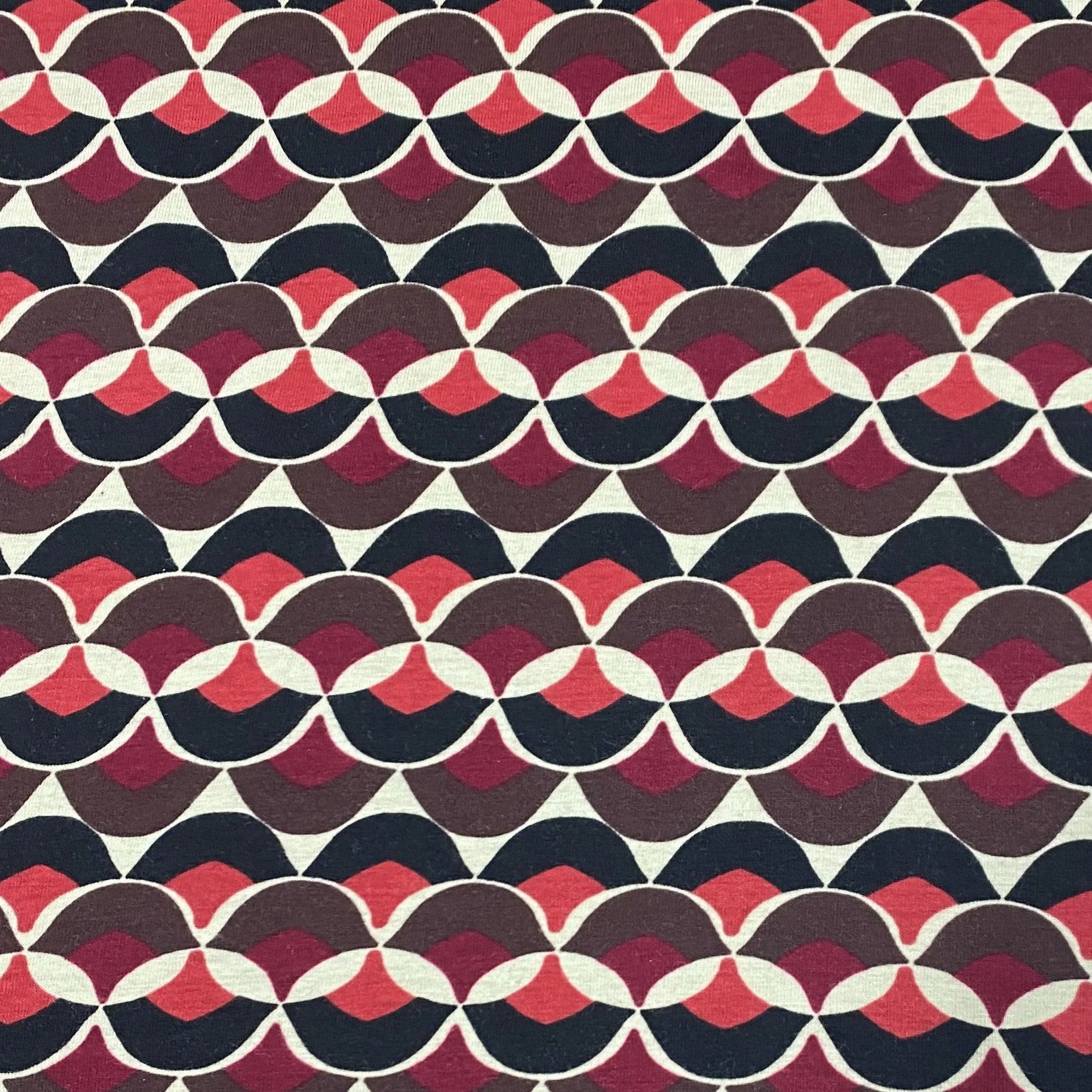Black and Rust Geo on Cotton/Spandex Jersey Fabric