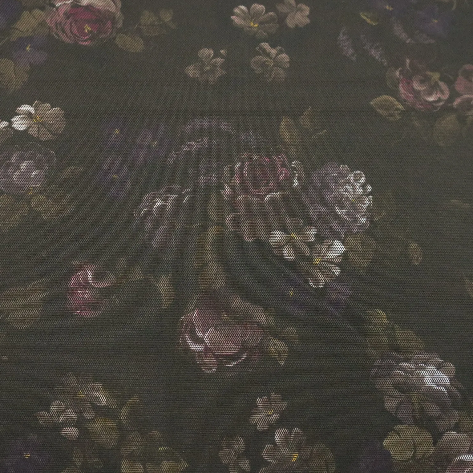 Black Tulle with Cheer Flowers Design  Embroidered  Fabric
