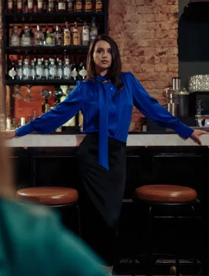 Blue Pure Silk Cecilia Women's Shirt