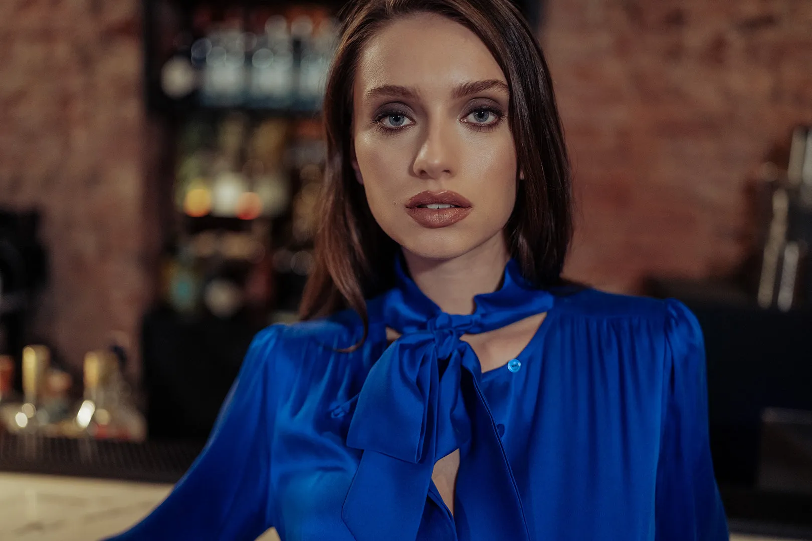Blue Pure Silk Cecilia Women's Shirt