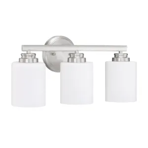 Bolden 3 Light Vanity in Brushed Polished Nickel (White Glass)