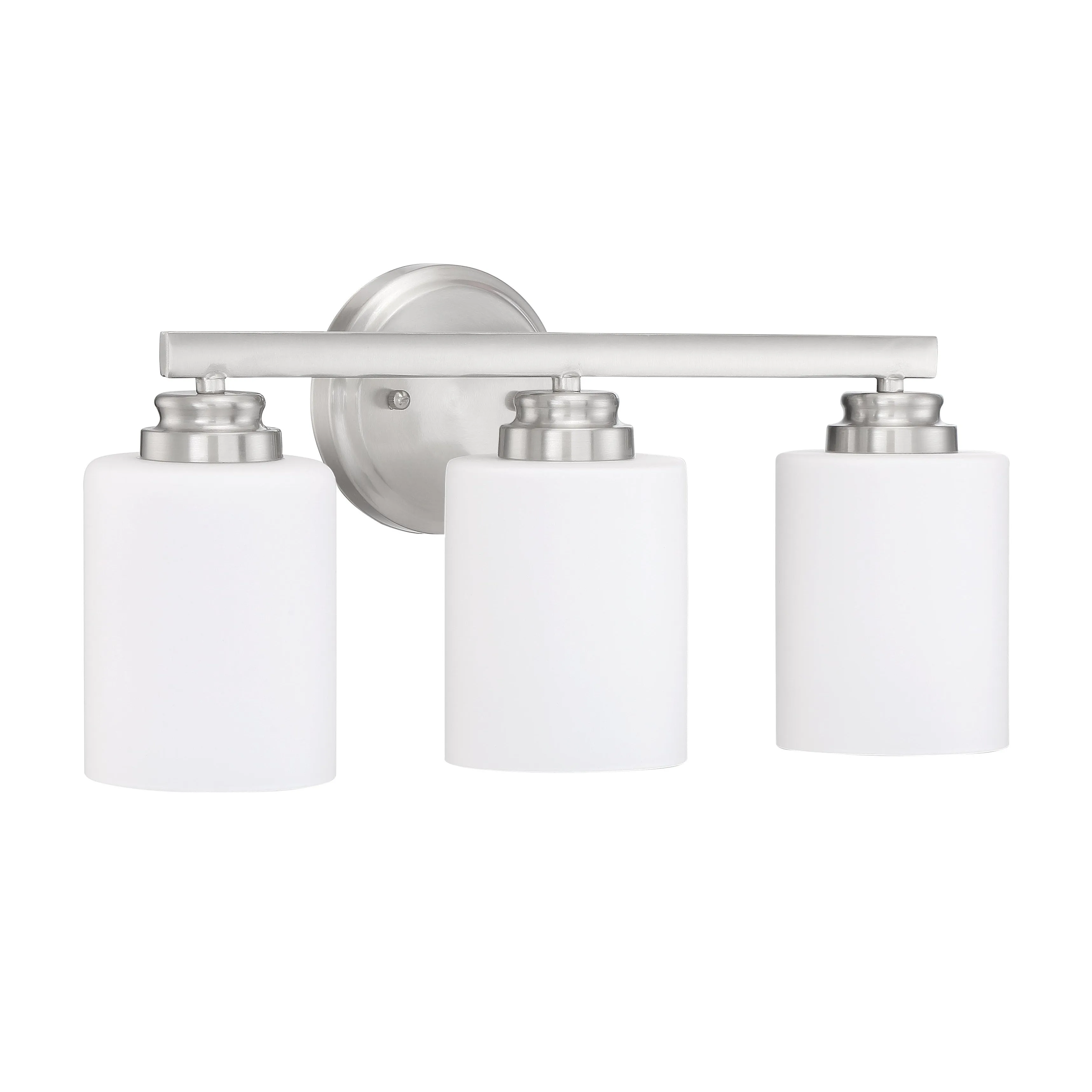 Bolden 3 Light Vanity in Brushed Polished Nickel (White Glass)