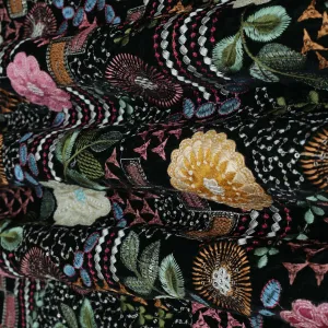 Bottel green Color Velvet Embroidery Fabric