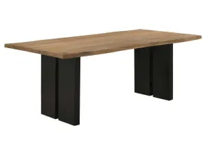 Bradshaw Natural Acacia & Black Rectangular Live Edge Dining Table