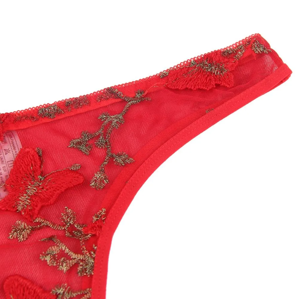 Butterfly Pattern Embroidery Mesh Lingerie Set Egypt With Underwire