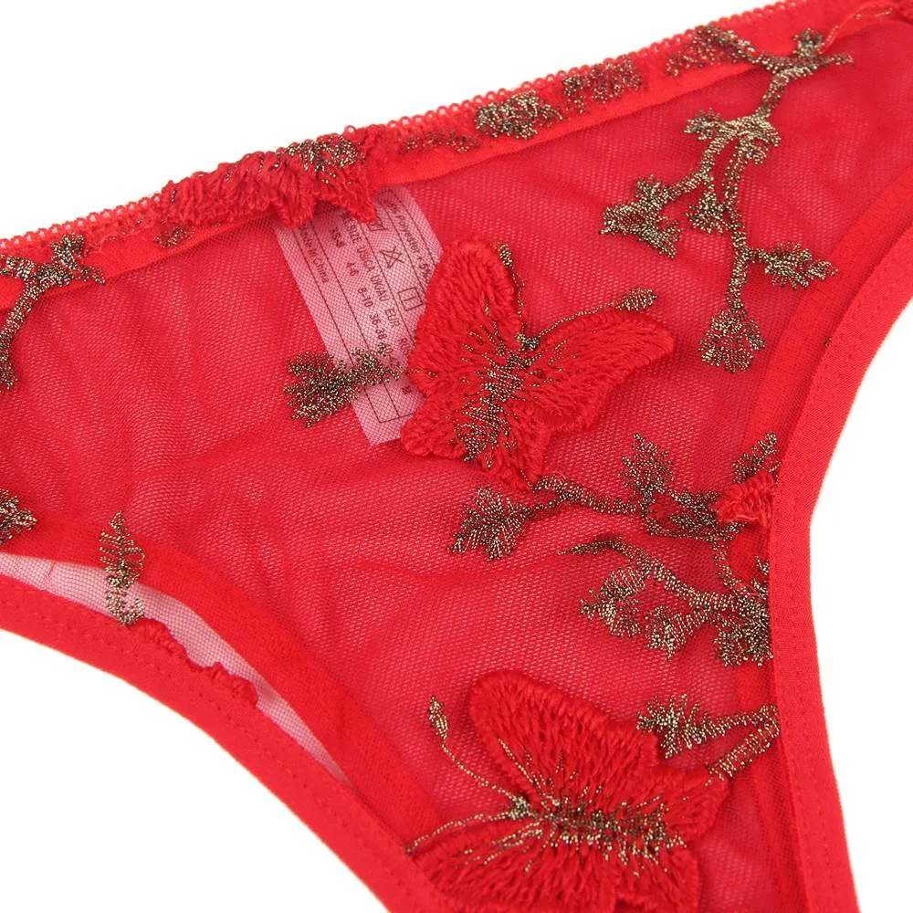 Butterfly Pattern Embroidery Mesh Lingerie Set Egypt With Underwire