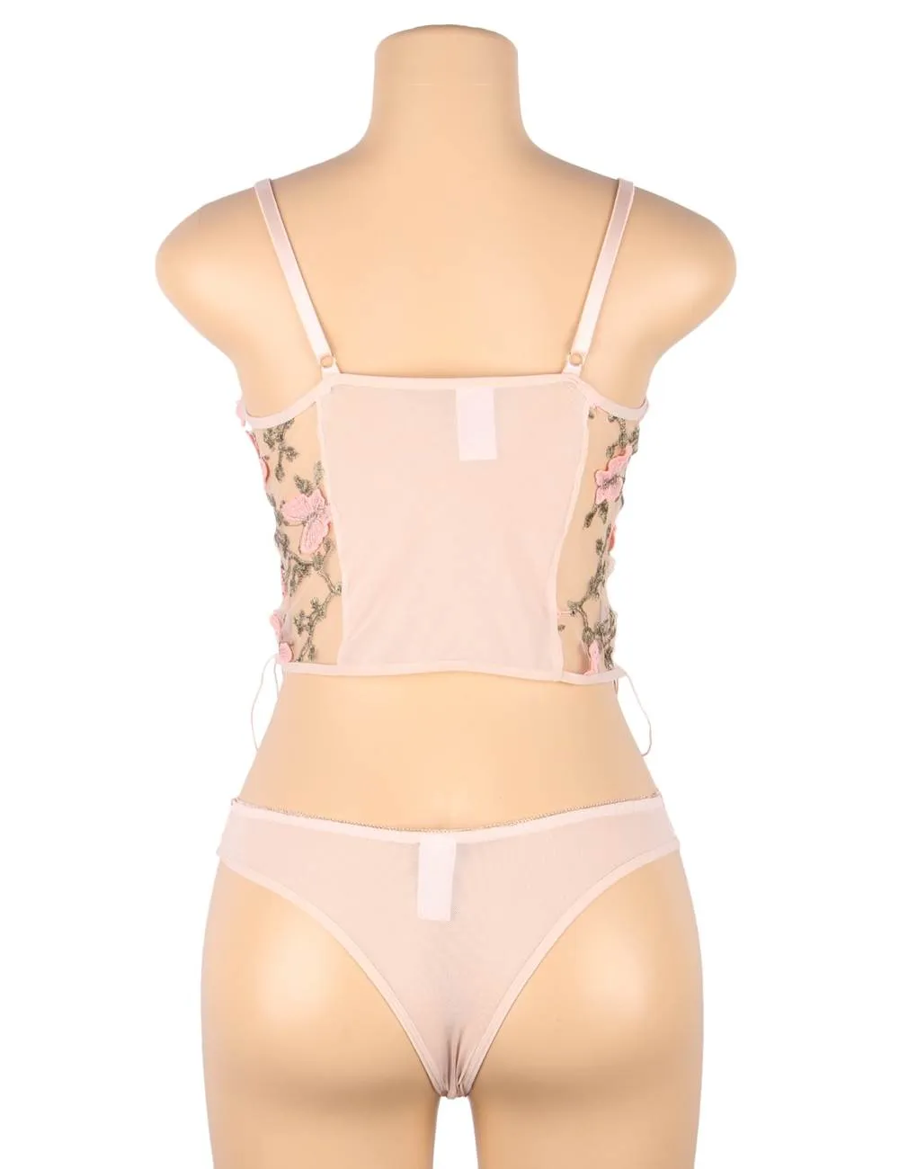 Butterfly Pattern Embroidery Mesh Lingerie Set Egypt With Underwire