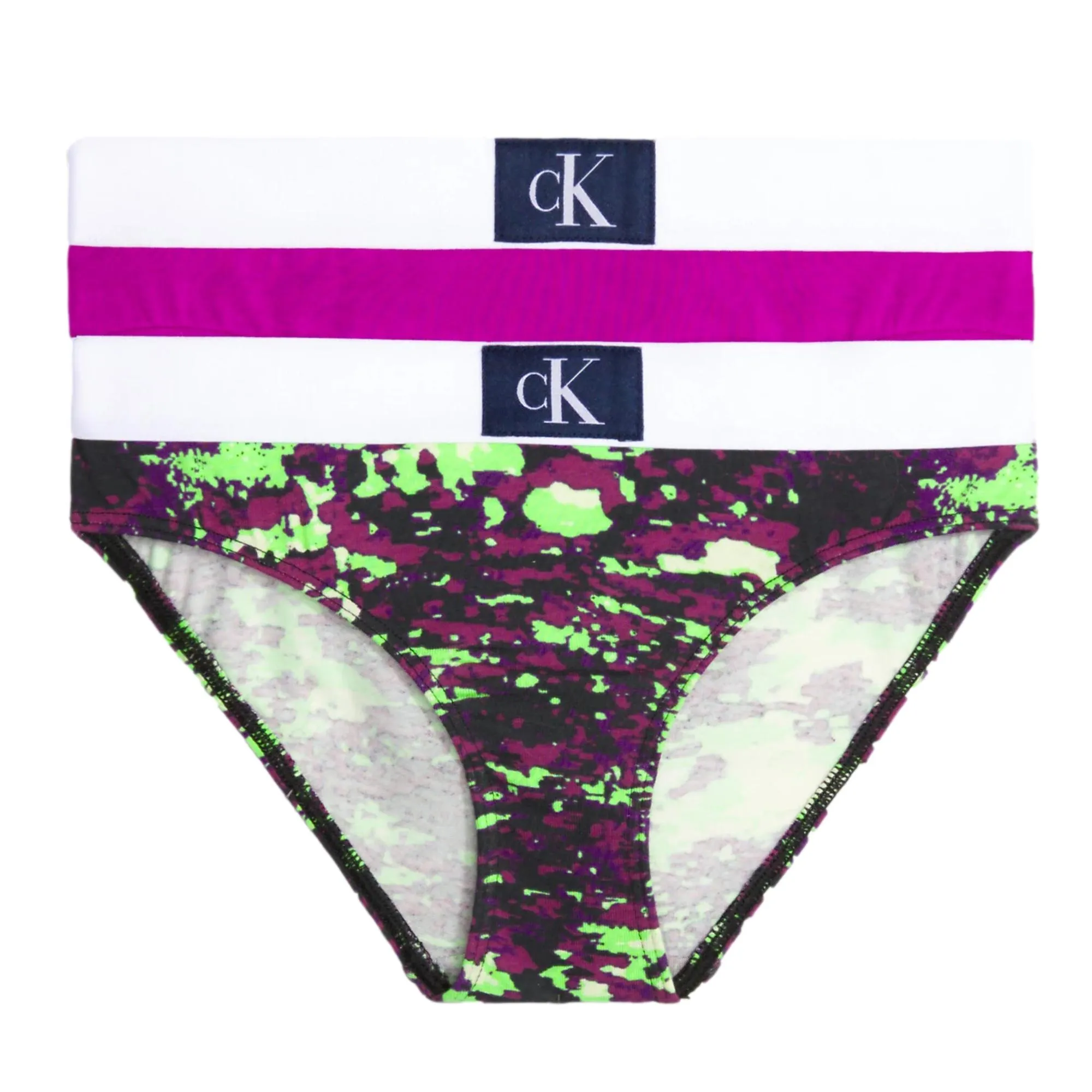 Calvin Klein Girls CK Monogram Patch 2Pk Bikini - CKglitchedfloweraop/Dychessplum