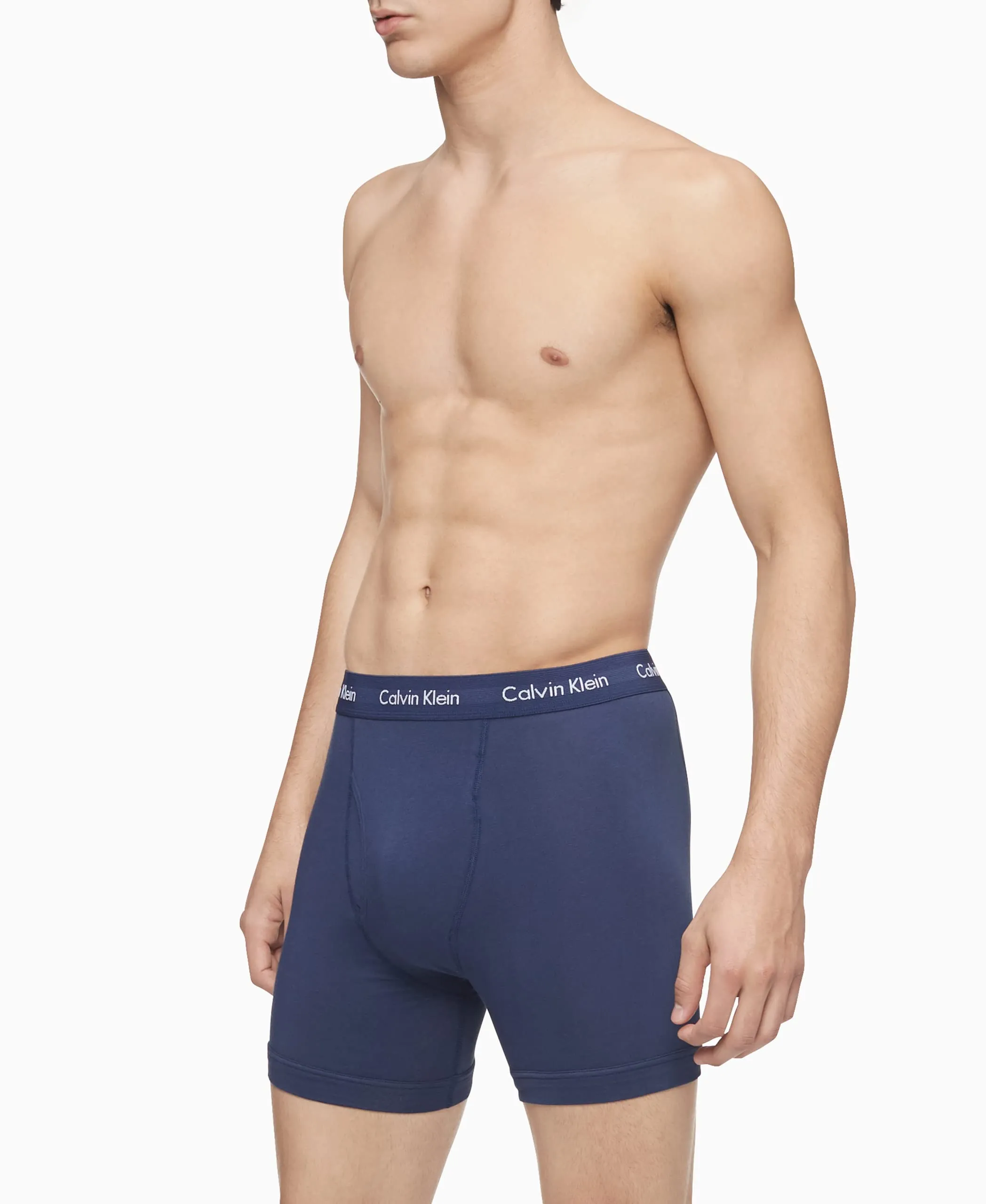 Calvin Klein Men's Cotton Stretch Megapack Boxer Briefs, Black (2)/White (2)/Blue Multi (3) 7 Pack, L
