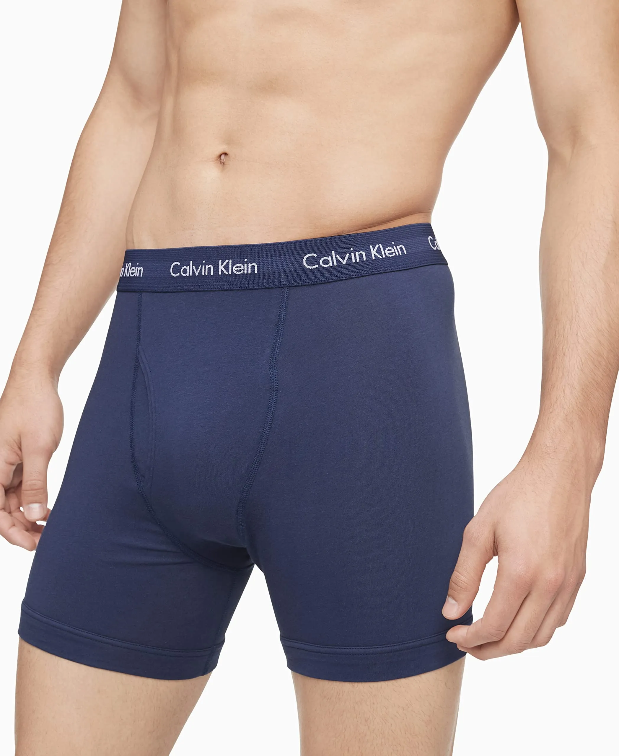 Calvin Klein Men's Cotton Stretch Megapack Boxer Briefs, Black (2)/White (2)/Blue Multi (3) 7 Pack, L