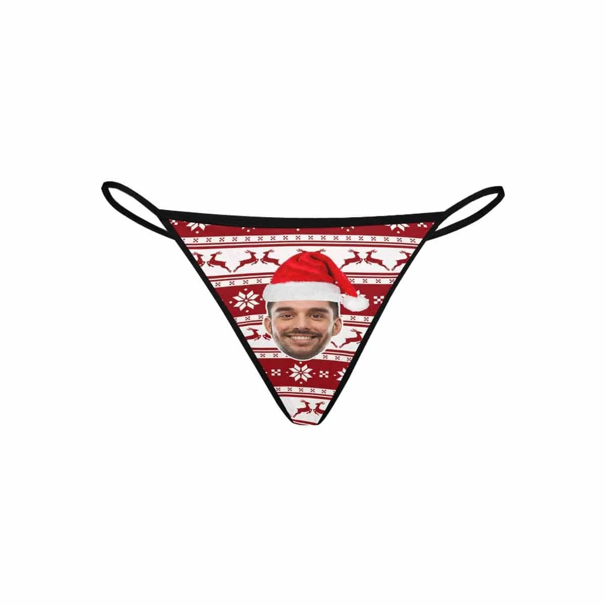 Custom Christmas Thongs Underwear Personalized Face Women's G-String Panties Gift for Girlfriend or Wife