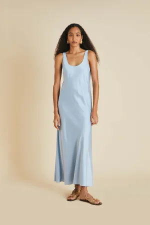 Dali Powder Blue Slip Dress in Sandwashed Silk