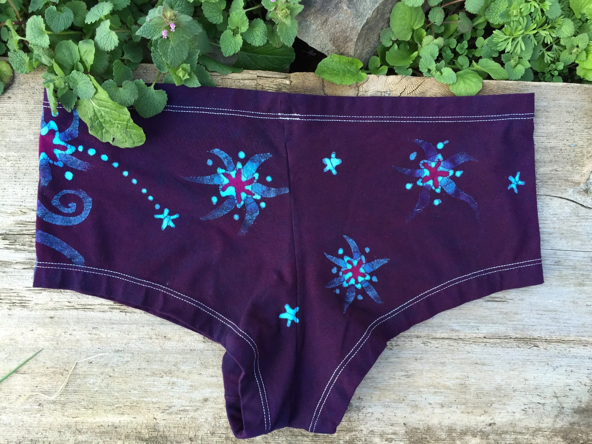 Deep Blue and Purple Moon Star Batik Boy Short Undies