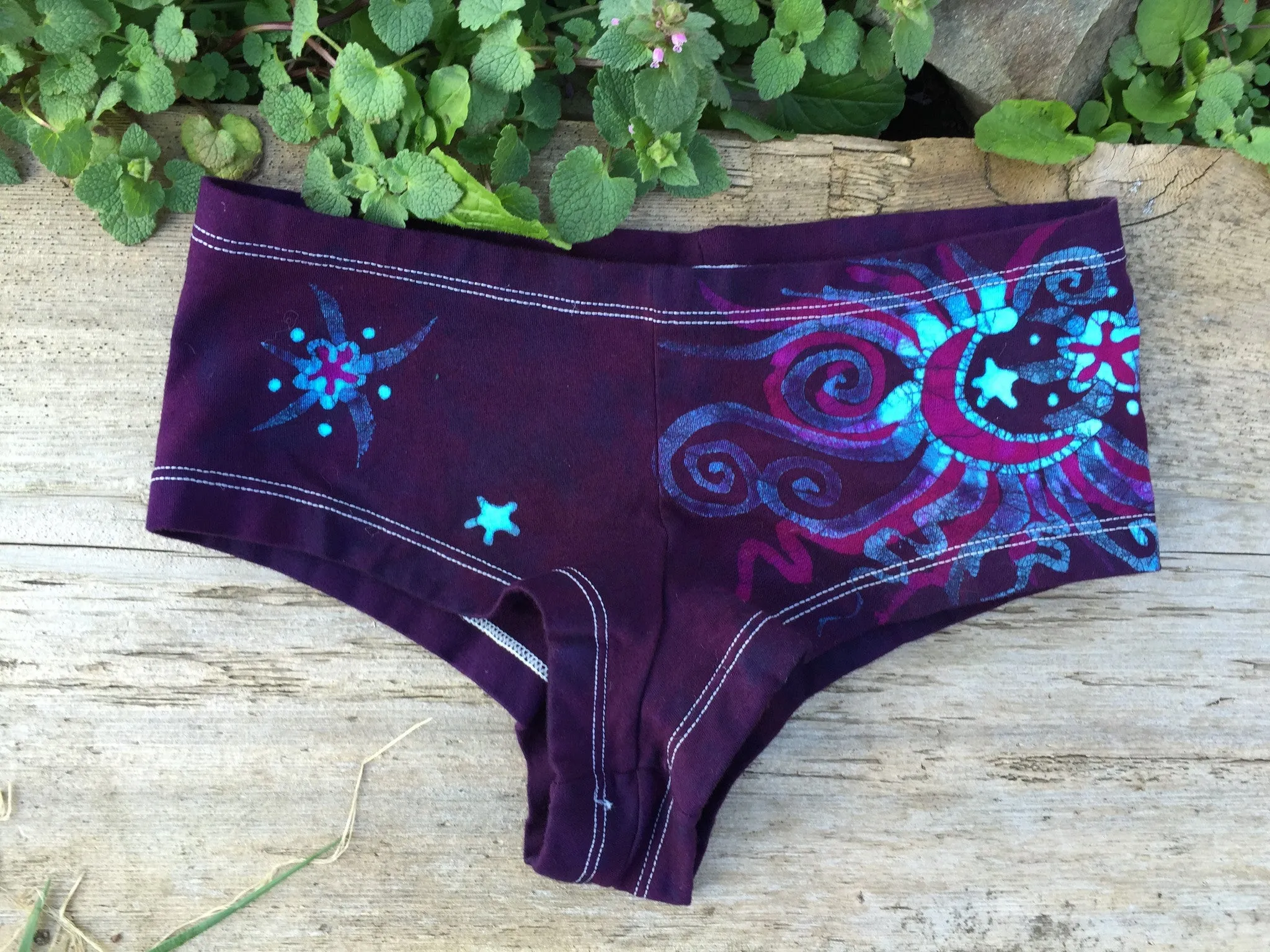 Deep Blue and Purple Moon Star Batik Boy Short Undies