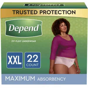 Depend FIT-FLEX Female Adult Absorbent Underwear Pull On with Tear Away Seams 2X-Large