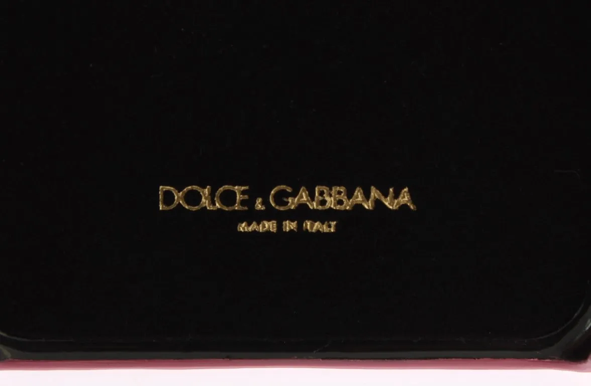 Dolce & Gabbana Chic Pink Leather Heart-Embellished Phone Cover