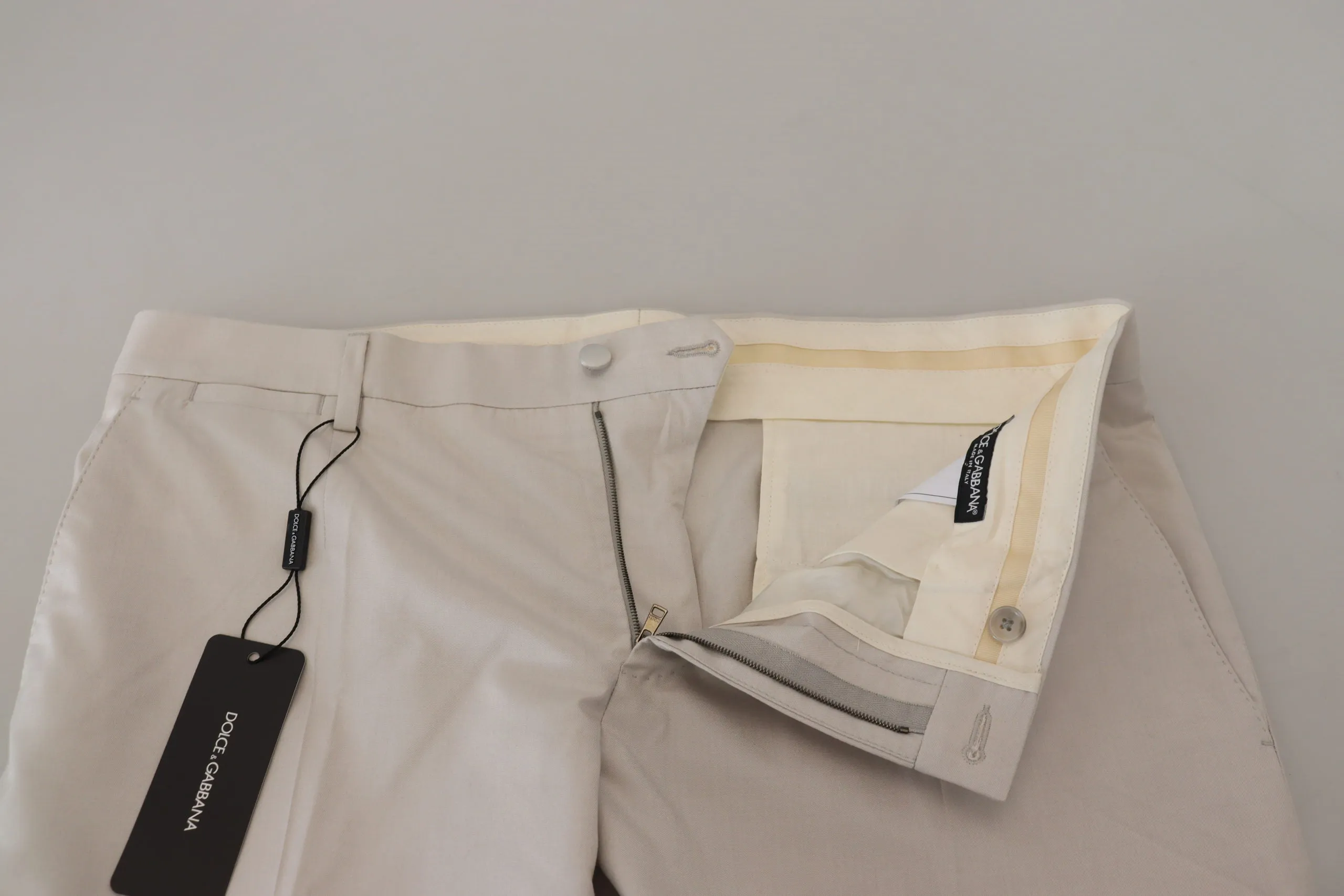 Dolce & Gabbana Elegant Off White Silk Blend Trousers