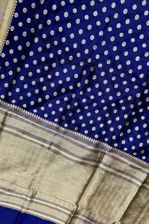 Elegant Blue Handloom Banarasi Silk Saree with Booti Design