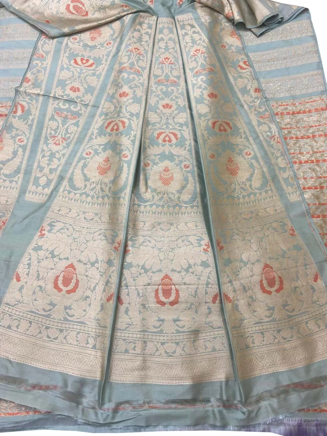 Elegant Grey Banarasi Silk Lehenga Set