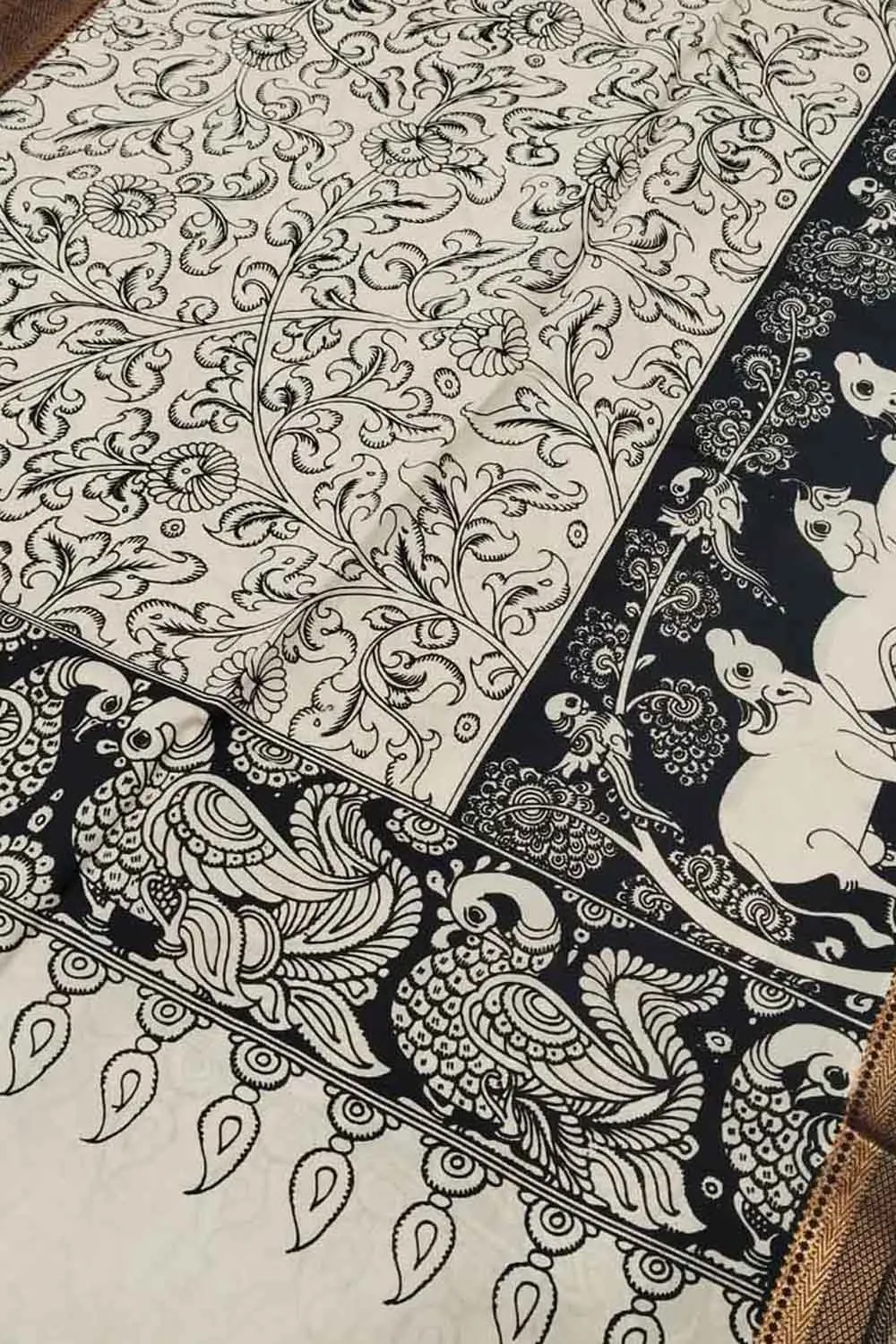 Elegant Hand Painted Kalamkari Silk Dupatta