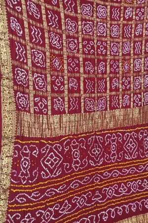 Elegant Maroon Bandhani Silk Gharchola Saree