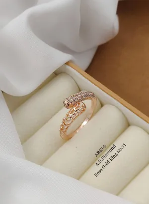 Elegant Rose Gold A.D. Diamond Ring with Intricate Design