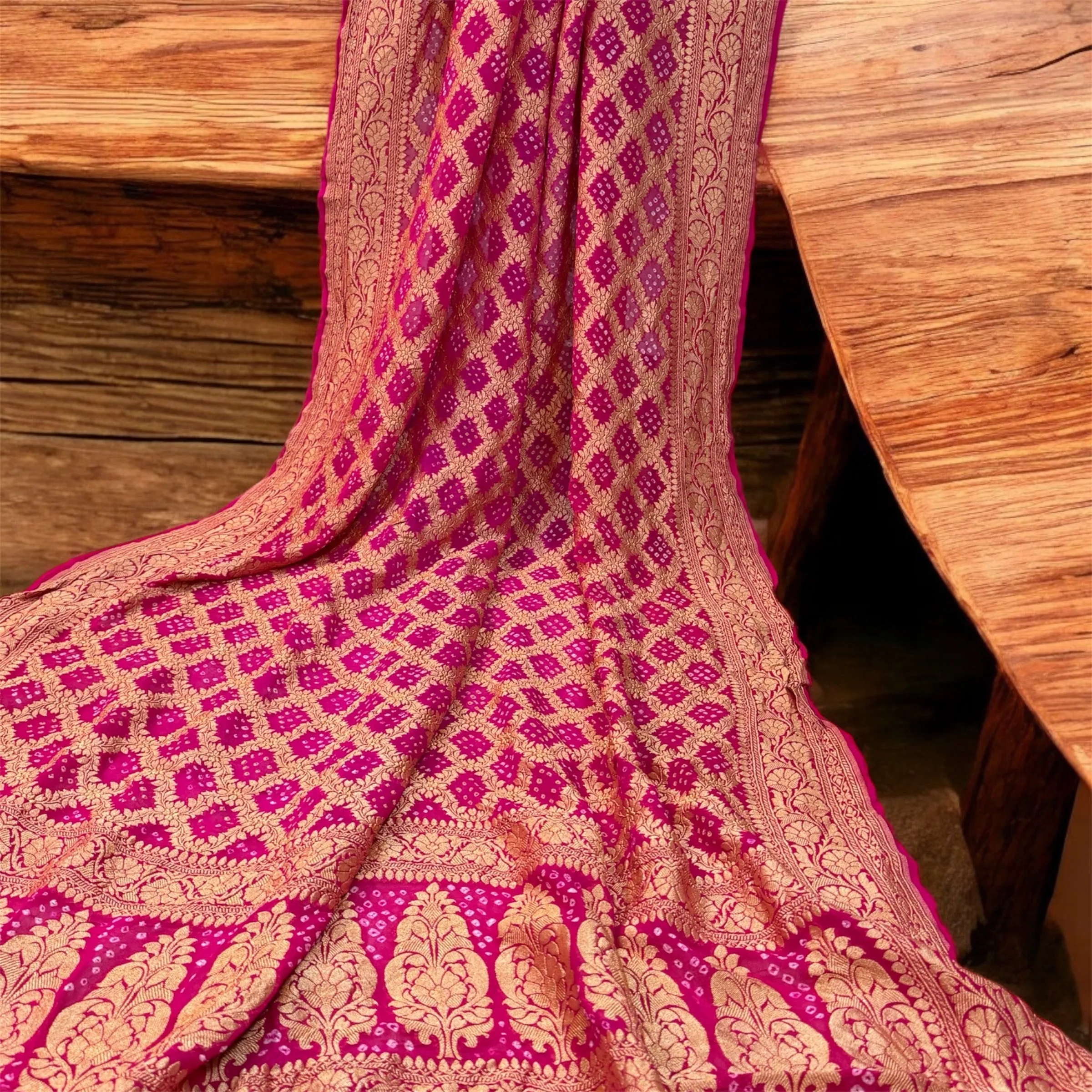 Exquisite Charm: Pink Banarasi Khaddi Georgette Dupatta
