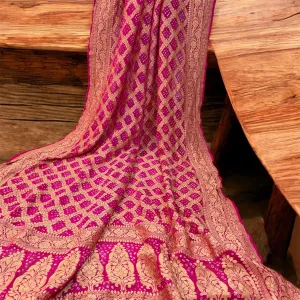 Exquisite Charm: Pink Banarasi Khaddi Georgette Dupatta