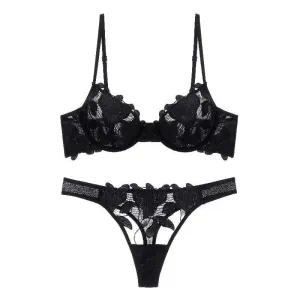 Florisse – Mesh flower embroidered – Lingerie set