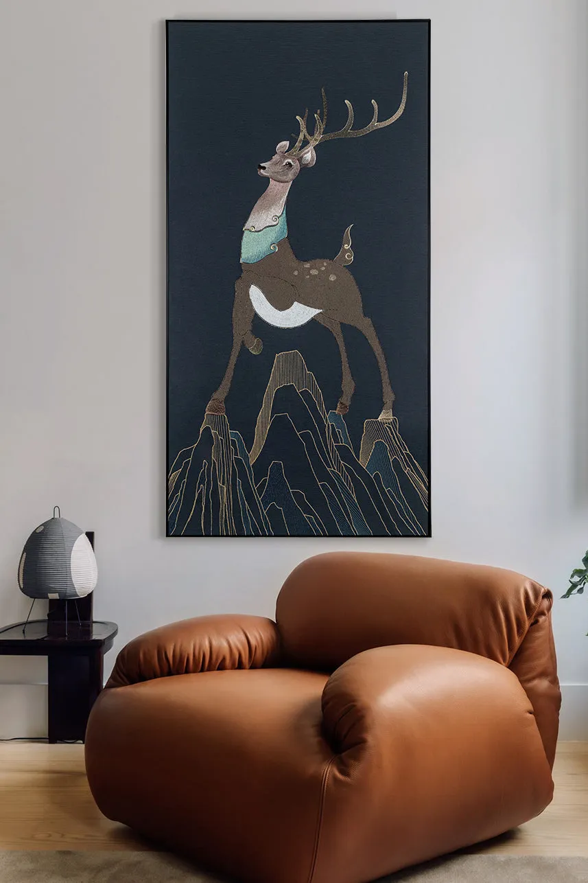 Framed Embroidery Fine Wall Art Of Sika Deer Design