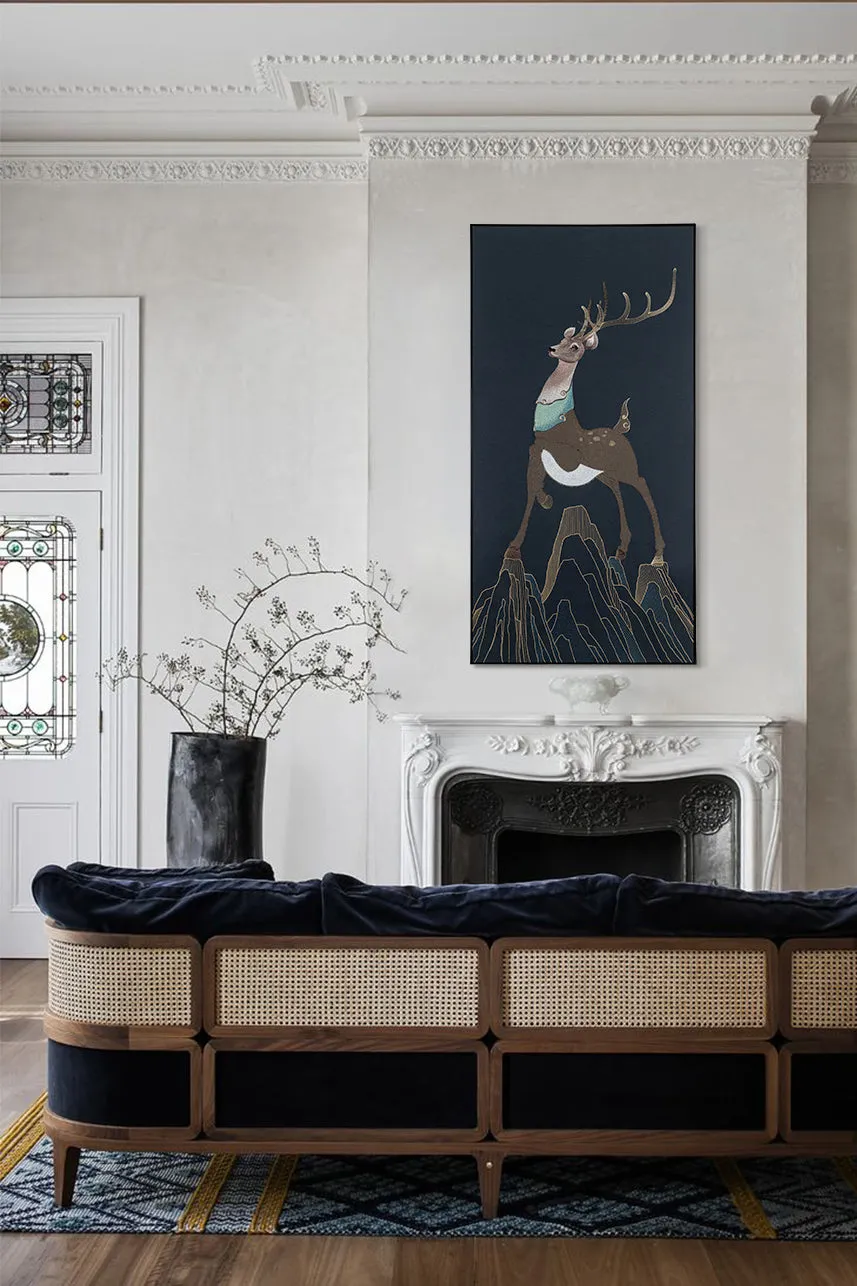 Framed Embroidery Fine Wall Art Of Sika Deer Design
