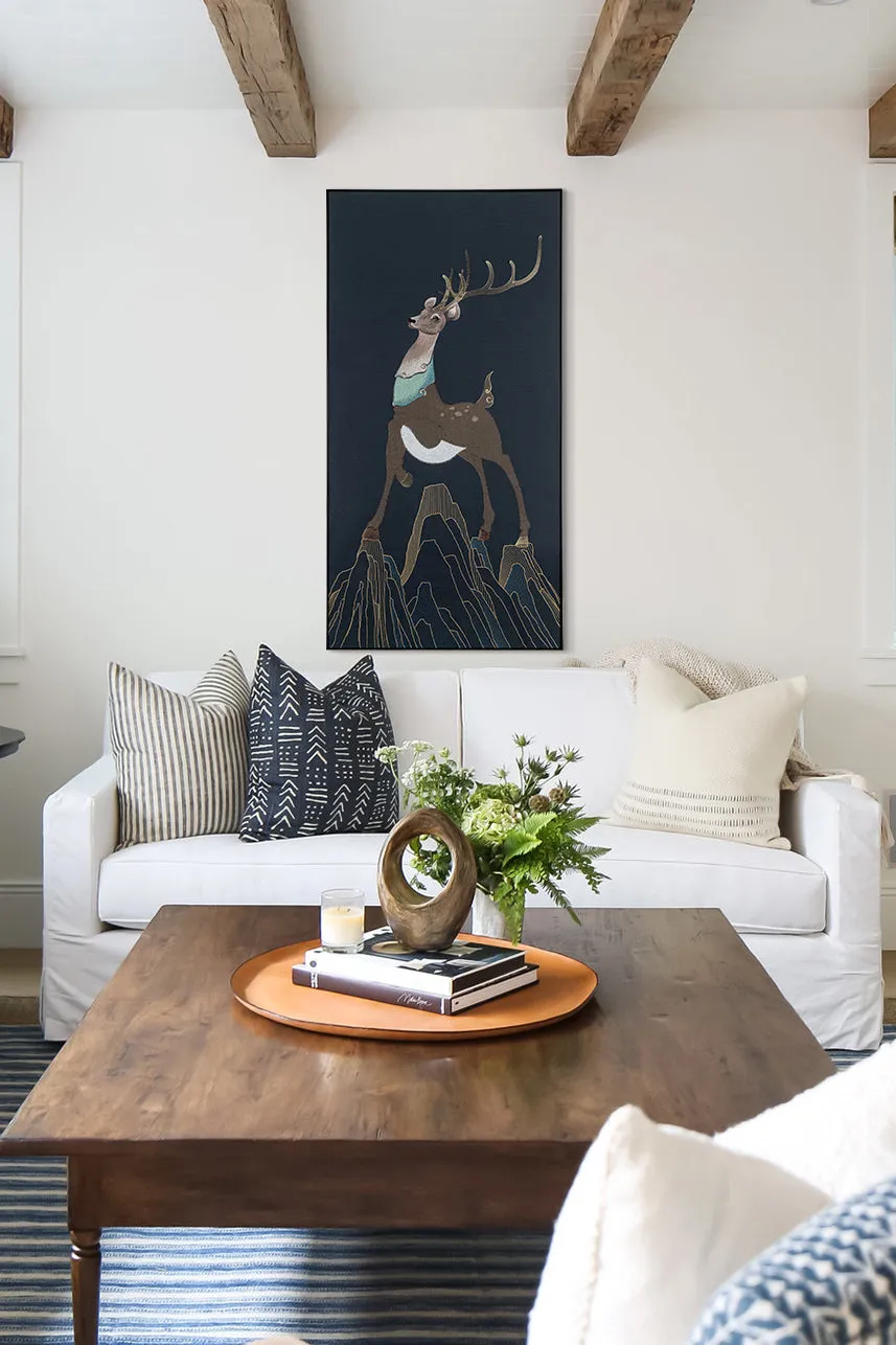 Framed Embroidery Fine Wall Art Of Sika Deer Design