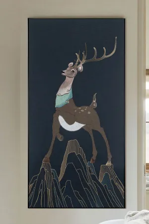 Framed Embroidery Fine Wall Art Of Sika Deer Design