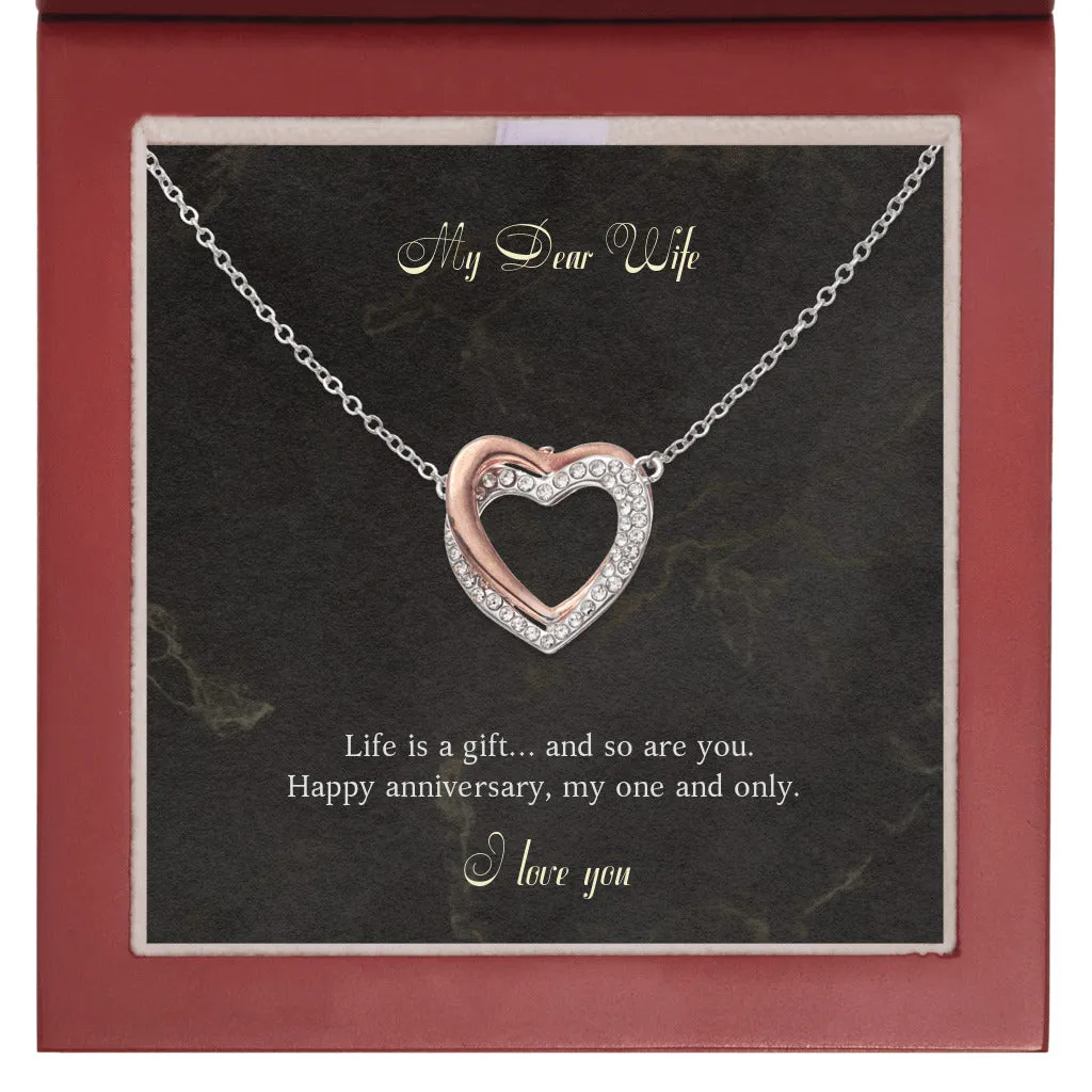 Gift to Wife from Husband Twin Flames Interlocking Hearts Necklace, Anniversary Gift Valentines Day
