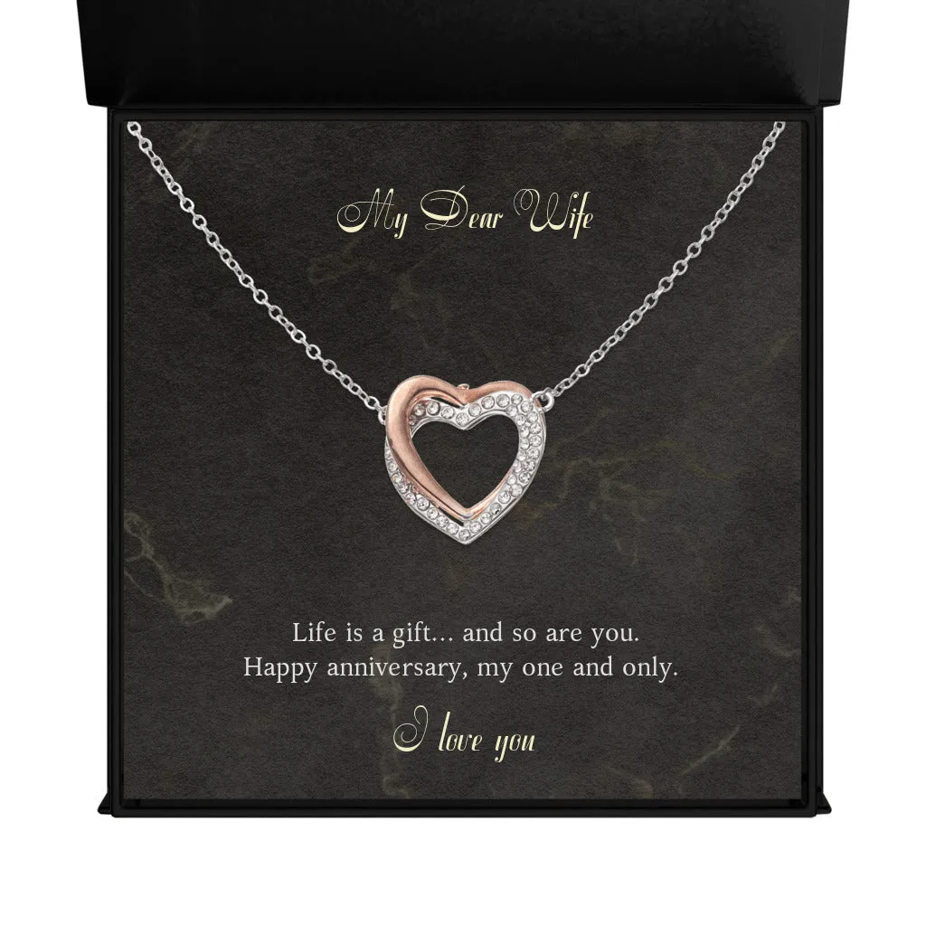 Gift to Wife from Husband Twin Flames Interlocking Hearts Necklace, Anniversary Gift Valentines Day