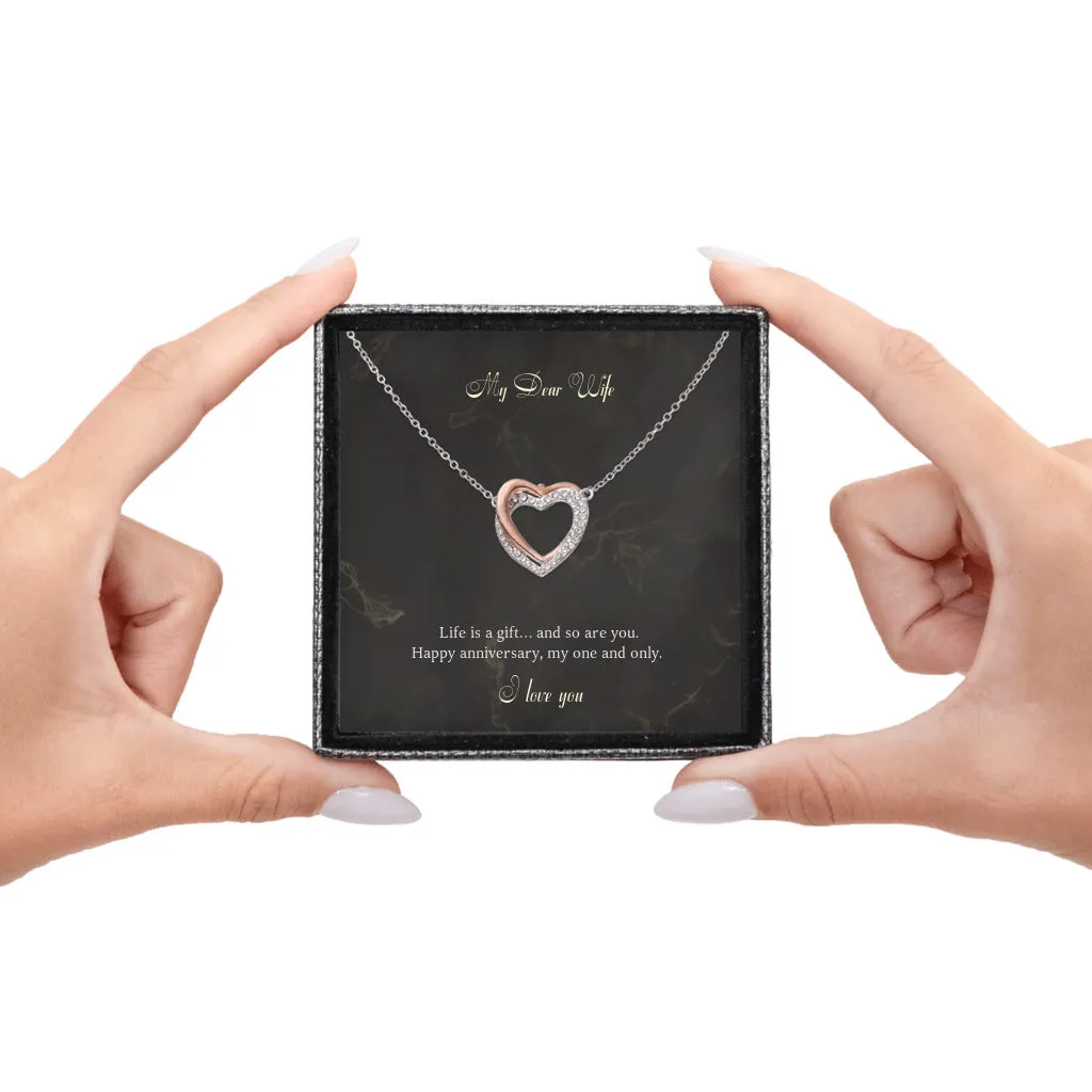 Gift to Wife from Husband Twin Flames Interlocking Hearts Necklace, Anniversary Gift Valentines Day