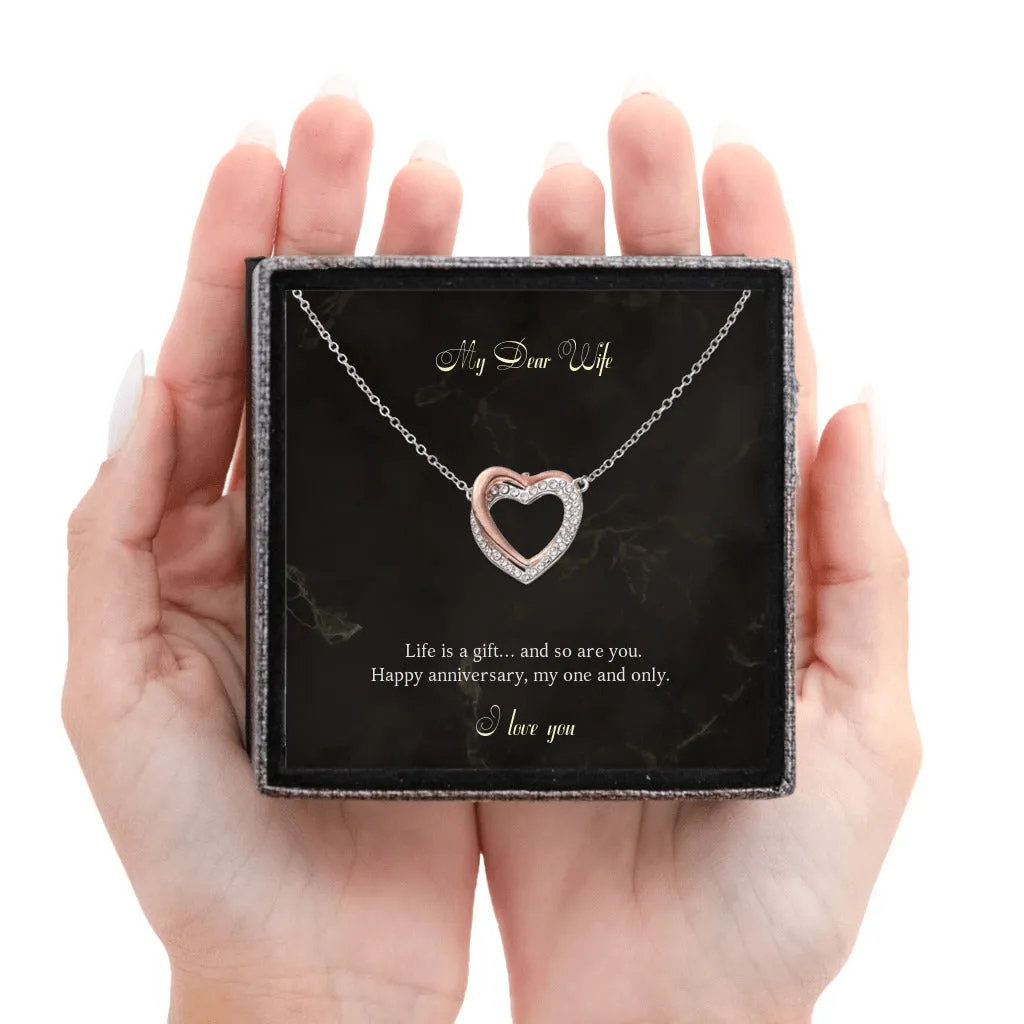 Gift to Wife from Husband Twin Flames Interlocking Hearts Necklace, Anniversary Gift Valentines Day